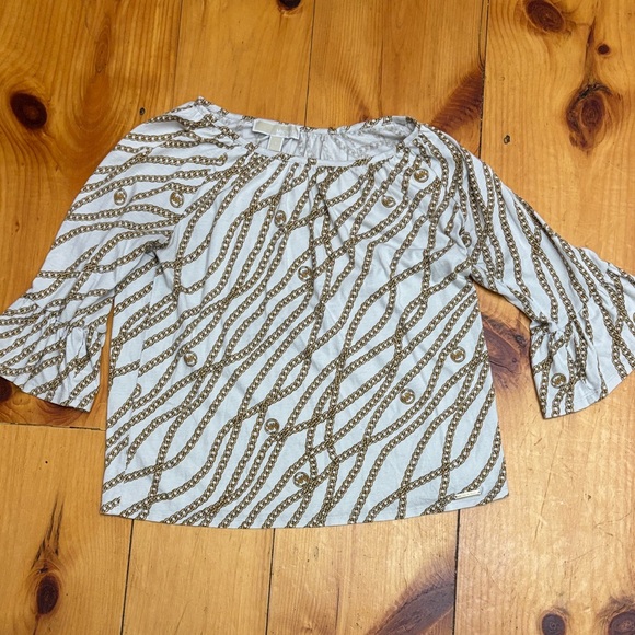 Michael Kors White and Gold Chain Print Blouse - Picture 1 of 5